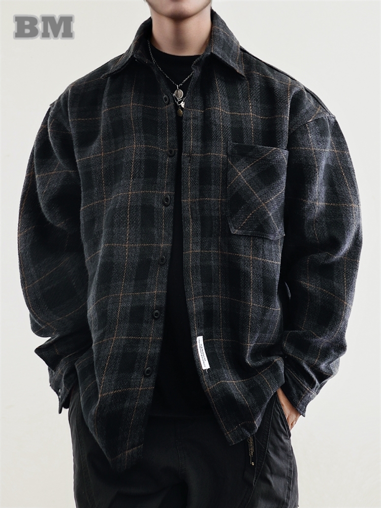 Flannel Shirt Lined - Mens Flannel Shirts American Vintage Streetwear