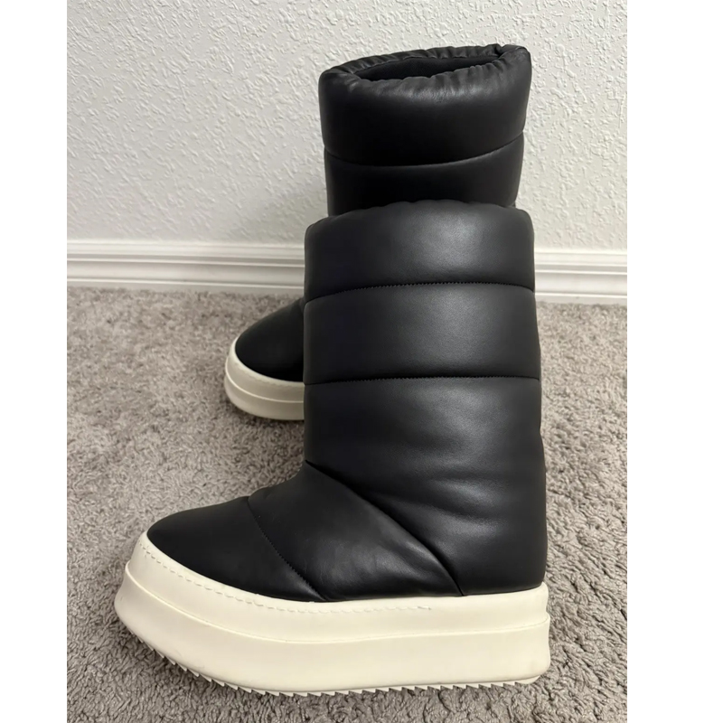 Waterproof Winter Boot - Black Slip-On Platform Puffy Snow Boots