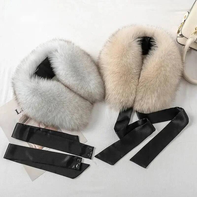 Shawl Wrap Winter - Fox Fur Collar Ladies Winter Furry