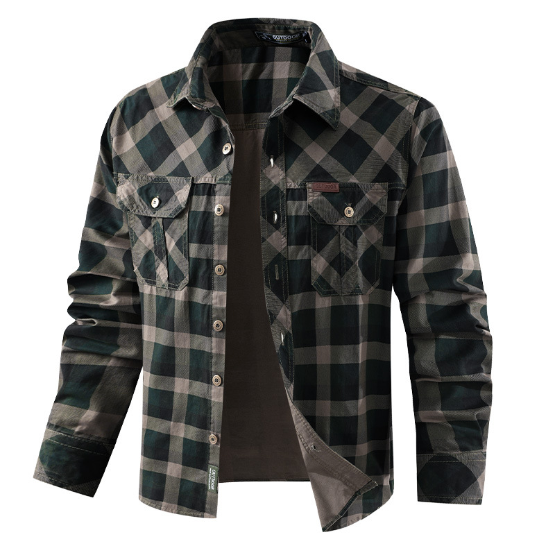 Men Plaid Casual Shirts Male M - огляд і ціна Flannel Shirt Lined