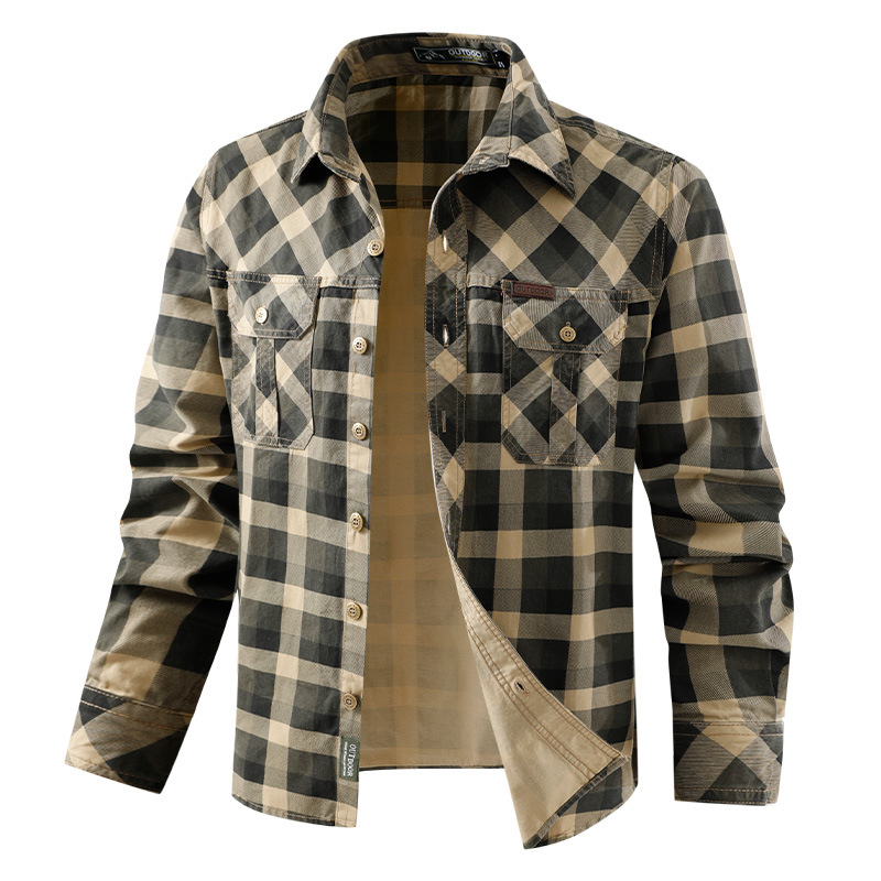 Men's Retro Workwear Checkered - огляд і ціна Flannel Shirt Lined