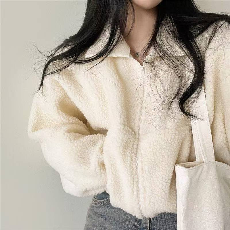 Women Stand Collar Cropped Zip - огляд і ціна Sherpa Hoodie Fleece