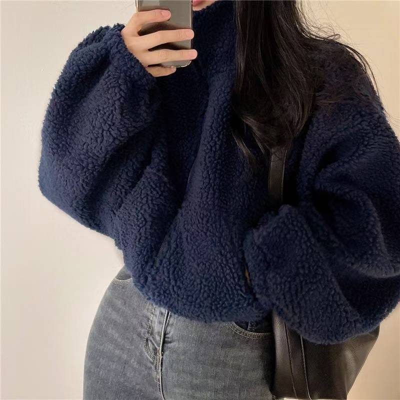 Women Stand Collar Cropped Zip - огляд і ціна Sherpa Hoodie Fleece
