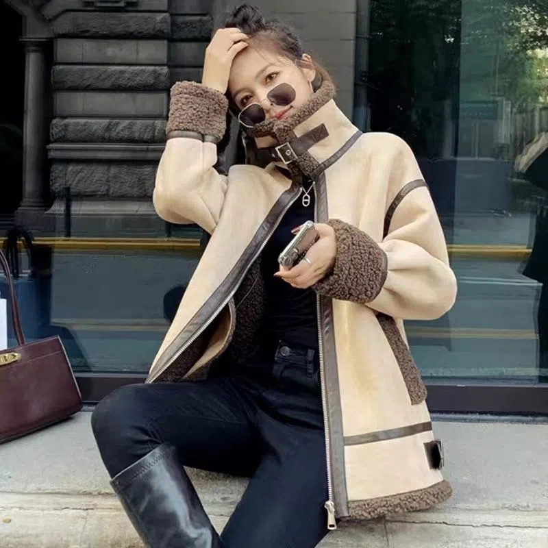 Lamb Fur Coat Female New Fall/ - огляд і ціна Wool Coat Peacoat