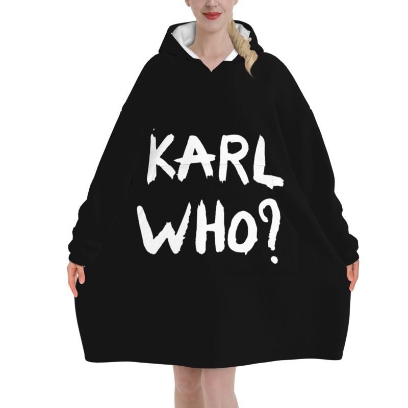 Karl Who Slogan Black Wearable - огляд і ціна Sherpa Hoodie Fleece