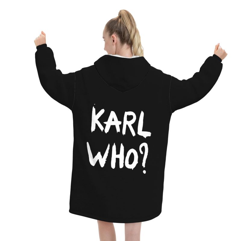 Karl Who Slogan Black Wearable - огляд і ціна Sherpa Hoodie Fleece
